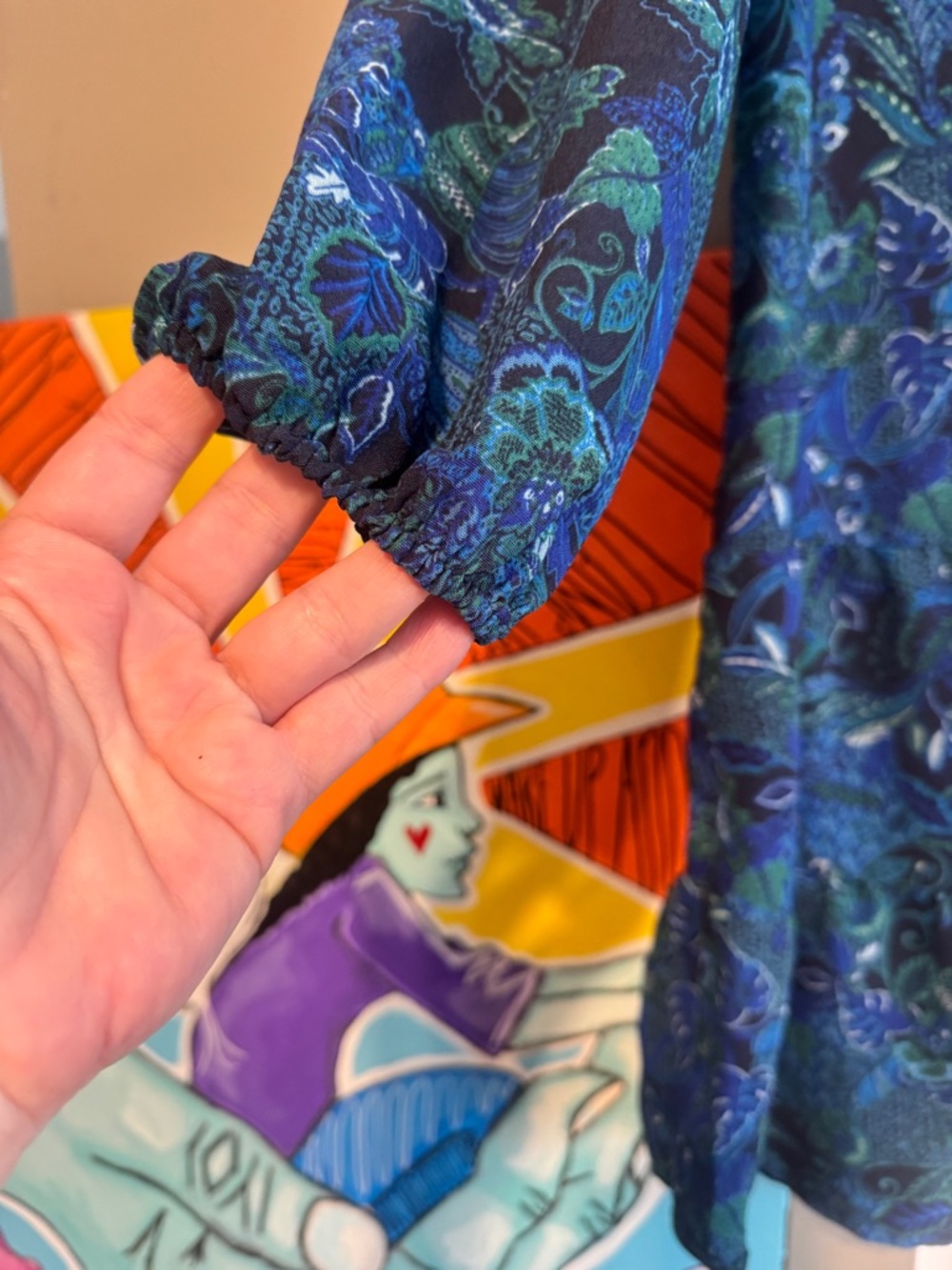 NWT Blue Paisley Tiered Mini Dress | M 8-10 | Coastal Boho Summer - Picture 7 of 9